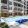 a swimming pool in a courtyard between buildings